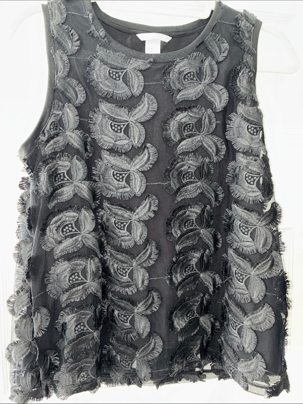 H&M Black Sleeveless Floral Appliqué Tank Top.  Brand new, never been worn.